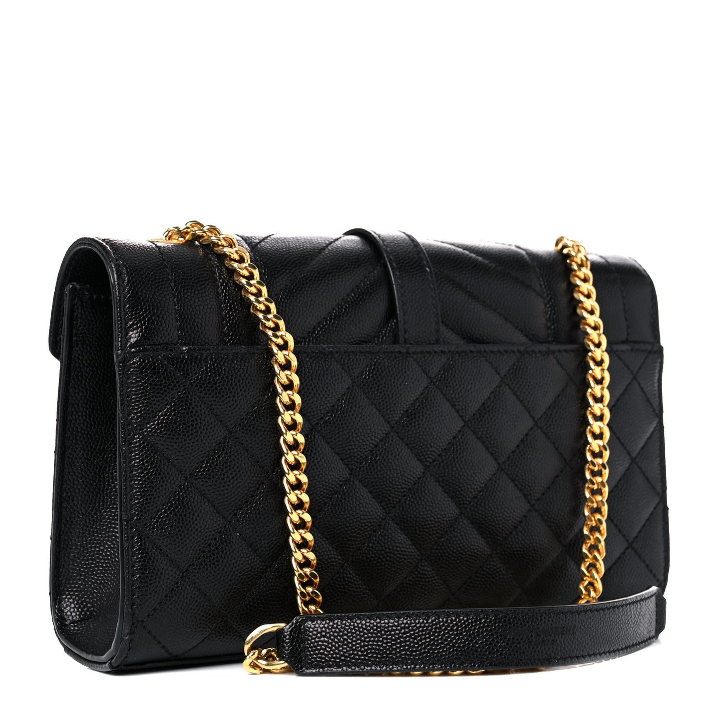 Grain De Poudre Textured Mixed Matelasse Triquilt Small Monogram Satchel Black