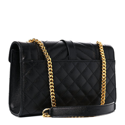 Saint Laurent Grain De Poudre Textured Mixed Matelasse Triquilt Small Monogram Satchel Black 3 of 10