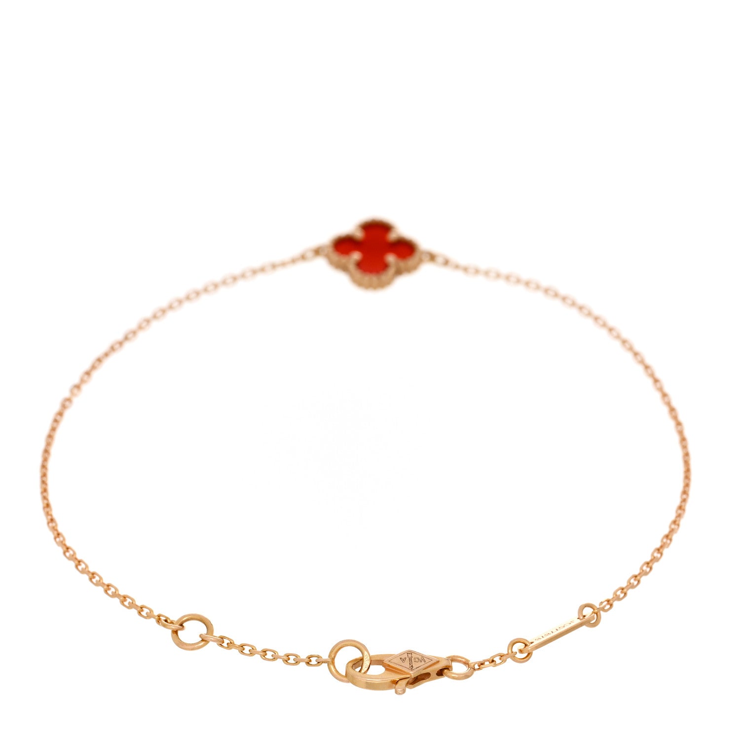 Van Cleef & Arpels 18K Rose Gold Carnelian Sweet Alhambra Bracelet 2 of 5
