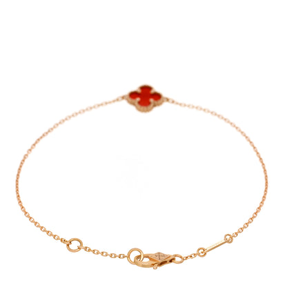 Van Cleef & Arpels 18K Rose Gold Carnelian Sweet Alhambra Bracelet 2 of 5