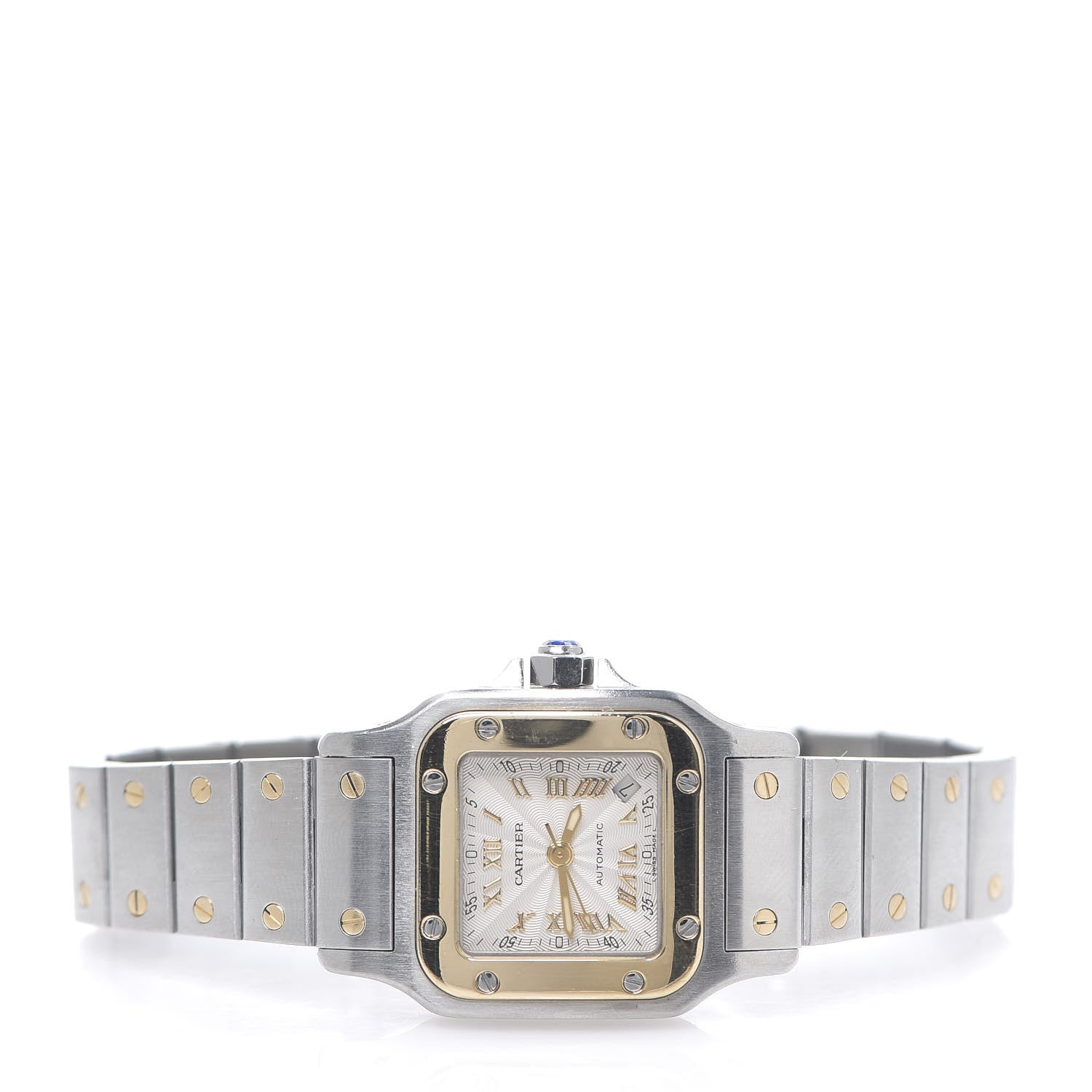 Cartier Stainless Steel 18K Yellow Gold 24mm Santos De Cartier Galbee Automatic Watch 2 of 6