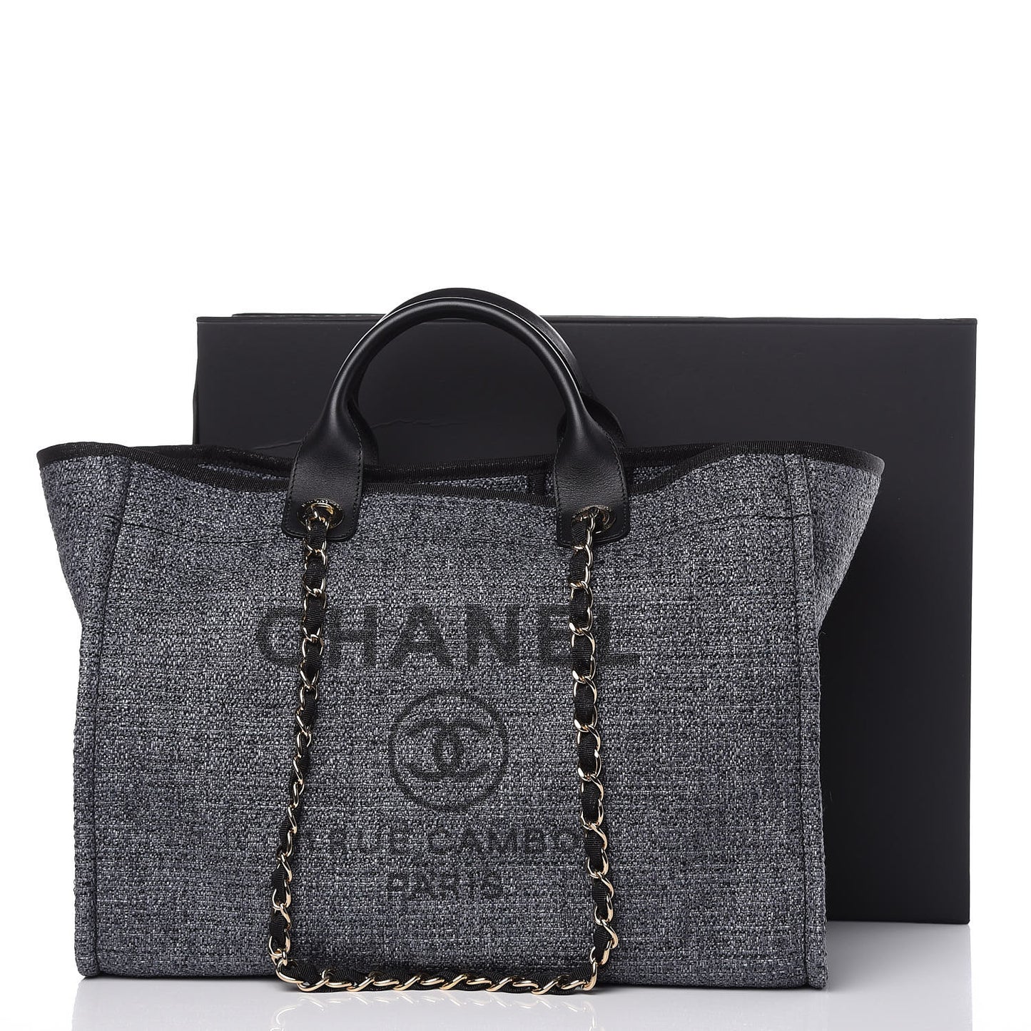 Woven Straw Raffia Large Deauville Tote Grey