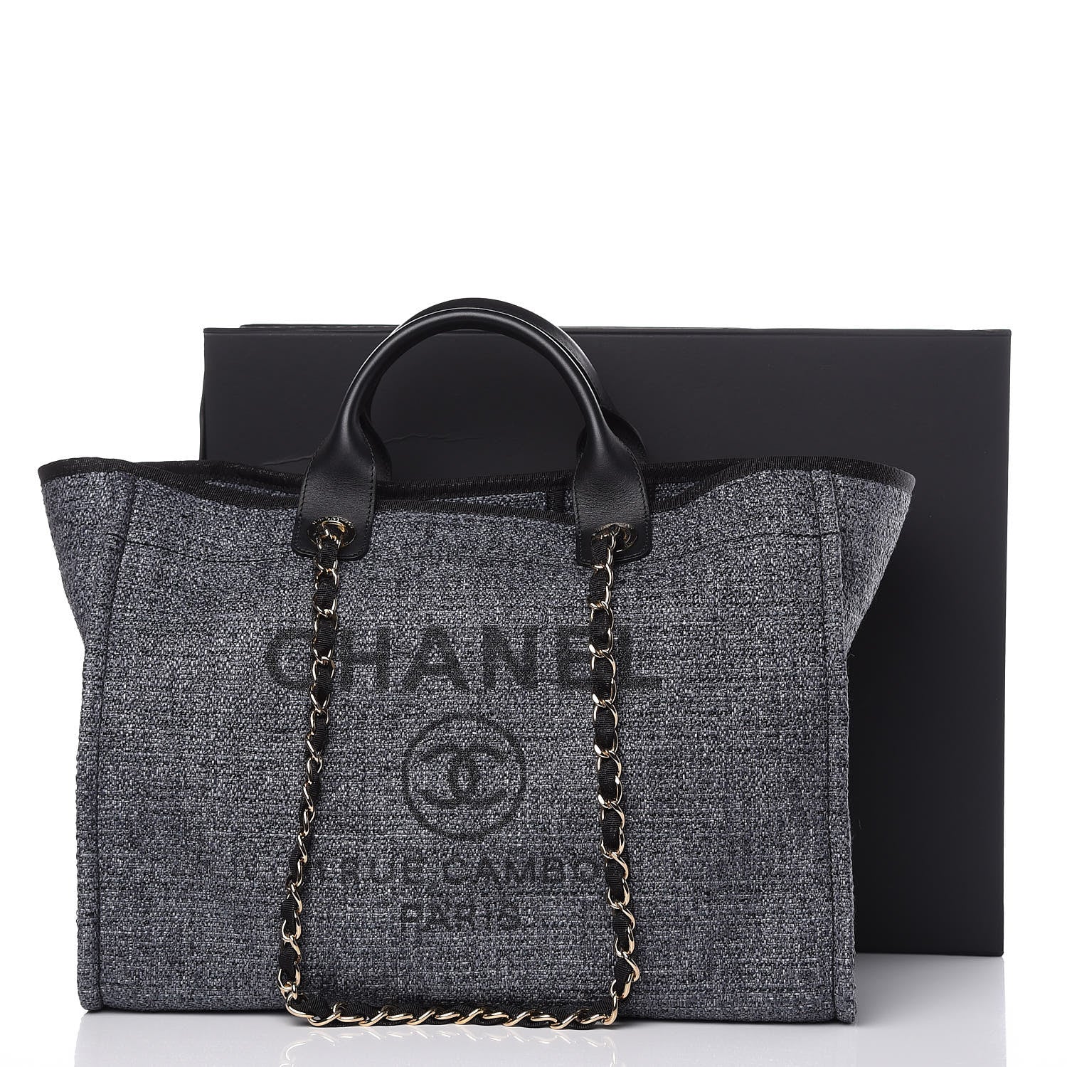 Chanel Woven Straw Raffia Large Deauville Tote Grey 11 of 11