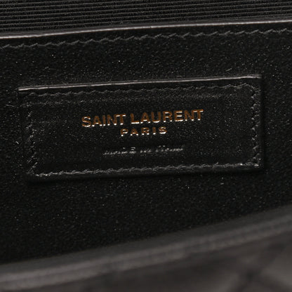 Saint Laurent Grain De Poudre Textured Mixed Matelasse Triquilt Medium Monogram Satchel Black 6 of 12