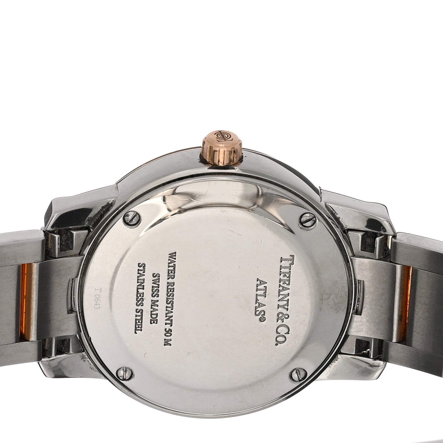 Tiffany Stainless Steel 18K Rose Gold 29mm Atlas 2-Hand Quartz
