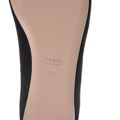 Gucci Kid Scamosciato GG Marmont Fringe Flats 38 Black 6 of 9