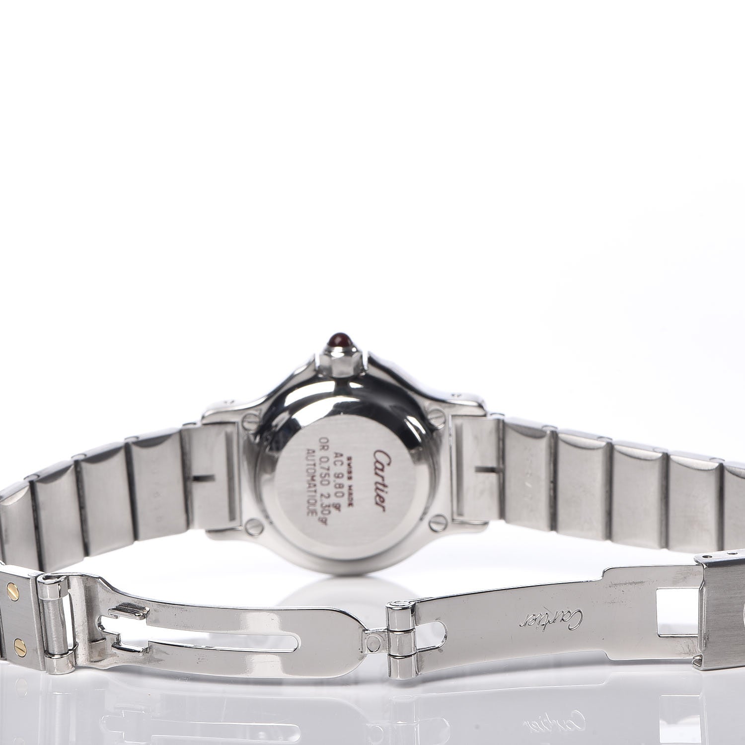 Cartier Stainless Steel 18K Yellow Gold Diamond 25mm Santos Octagon Automatic Watch Black 6 of 11