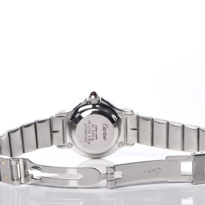 Cartier Stainless Steel 18K Yellow Gold Diamond 25mm Santos Octagon Automatic Watch Black 6 of 11