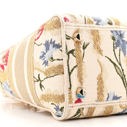 Christian Dior Canvas Embroidered Hibiscus Printed Medium Lady D-Lite Beige Multicolor 9 of 10
