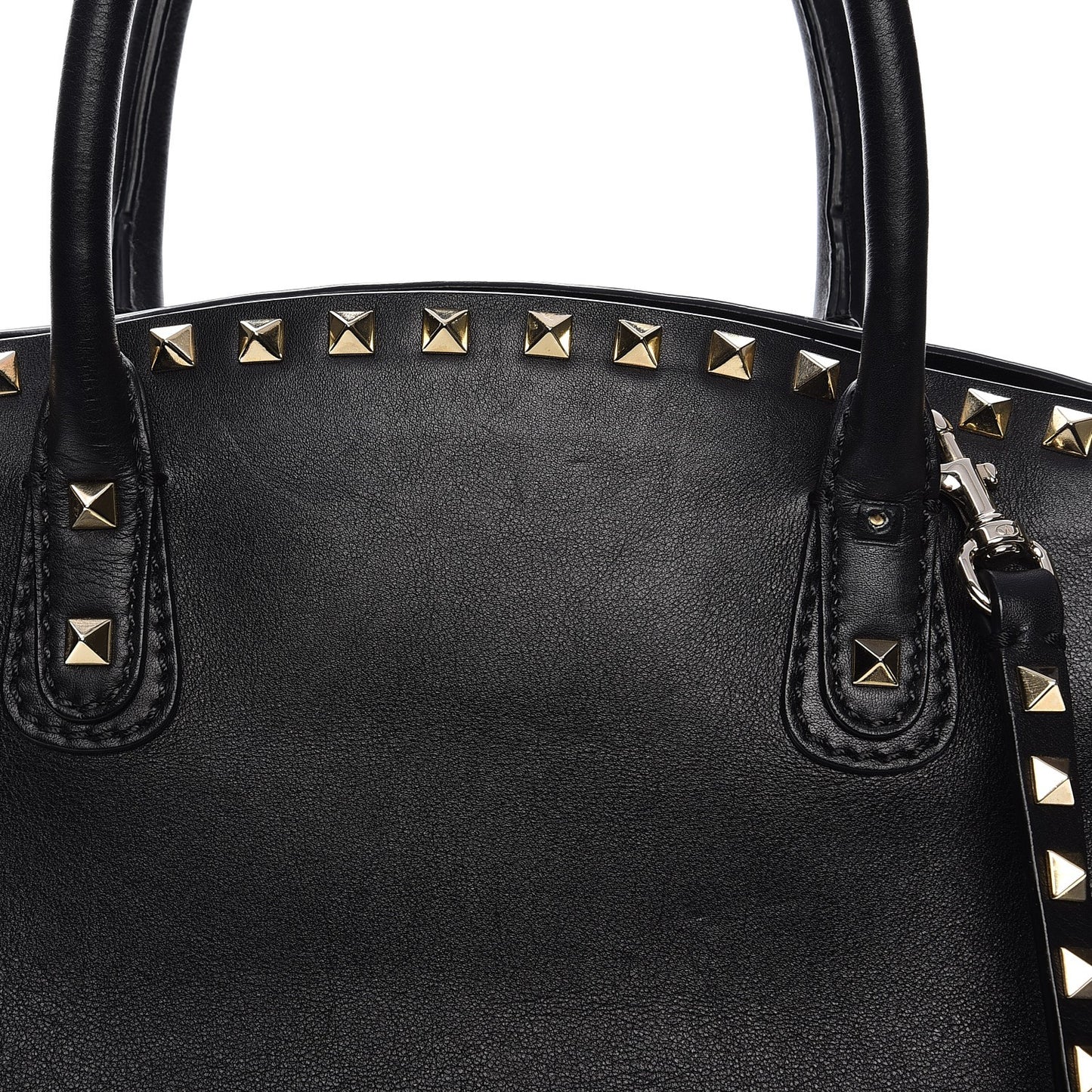 Vitello Rockstud Dome Shopper Black
