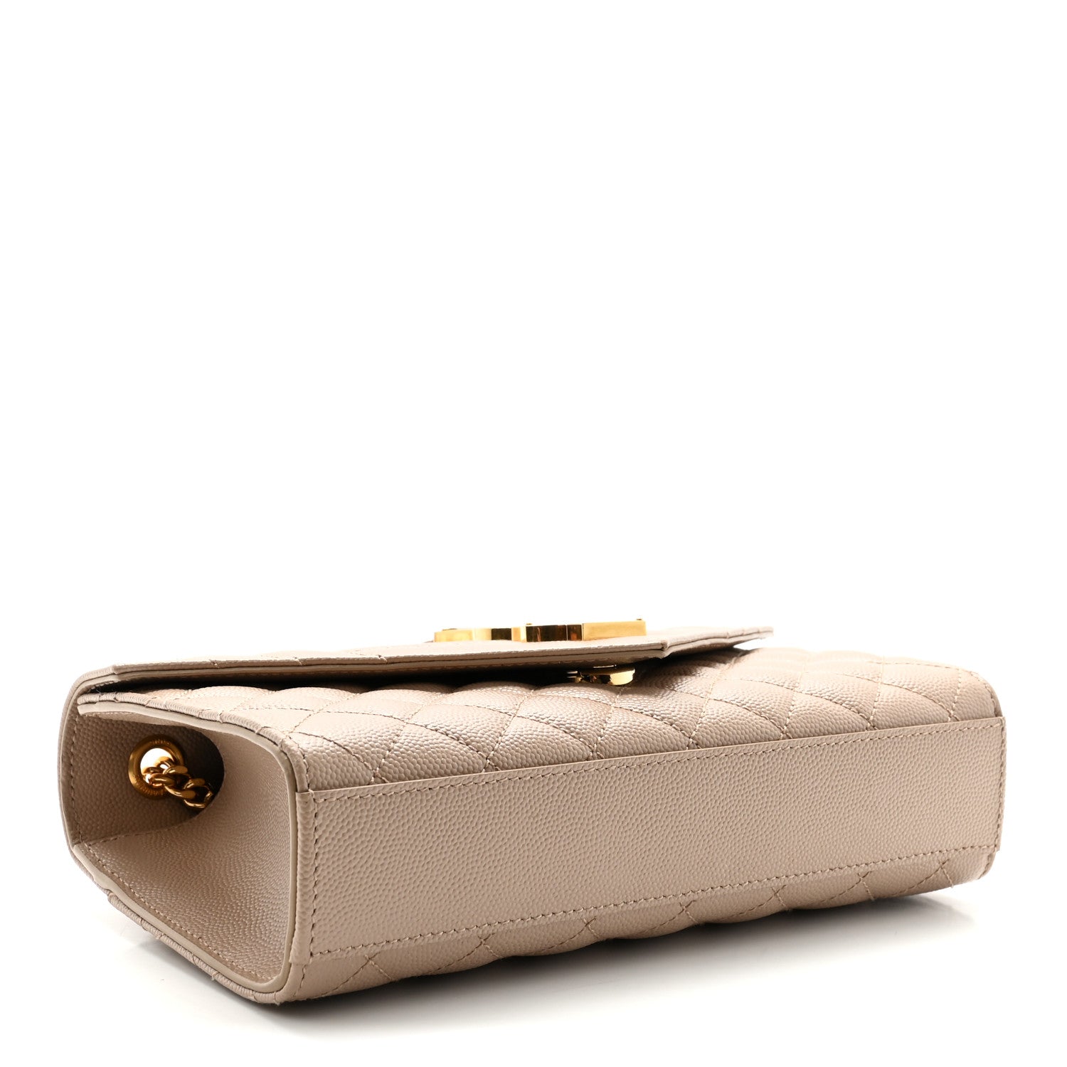 Saint Laurent Grain De Poudre Textured Mixed Matelasse Triquilt Small Monogram Satchel Dark Beige 4 of 9