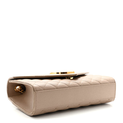 Saint Laurent Grain De Poudre Textured Mixed Matelasse Triquilt Small Monogram Satchel Dark Beige 4 of 9