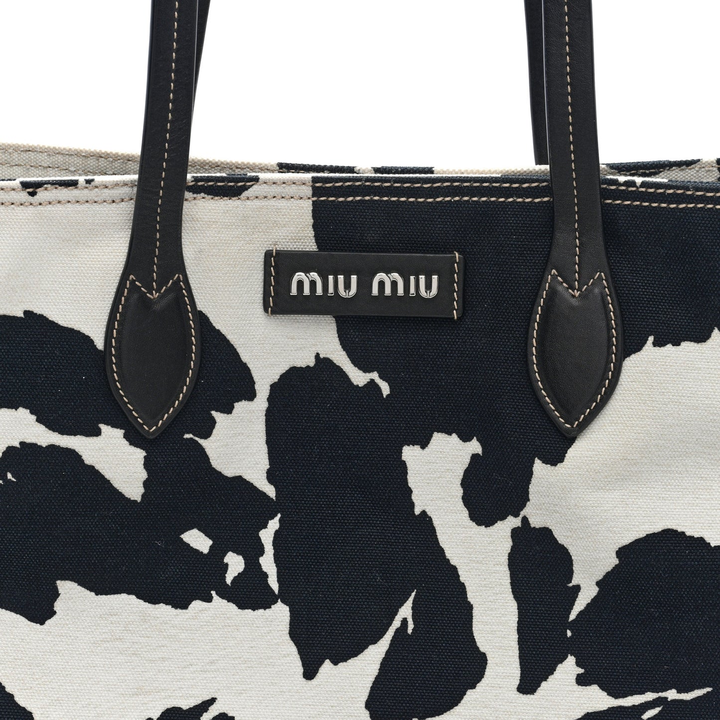 Tessuto Cow Print Shopping Tote Black White