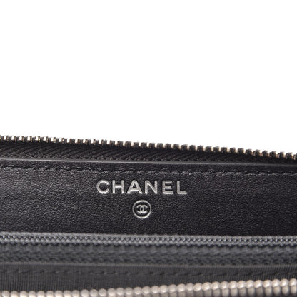 Chanel Metallic Caviar Quilted Medium Zip Around Wallet Black 6 of 9
