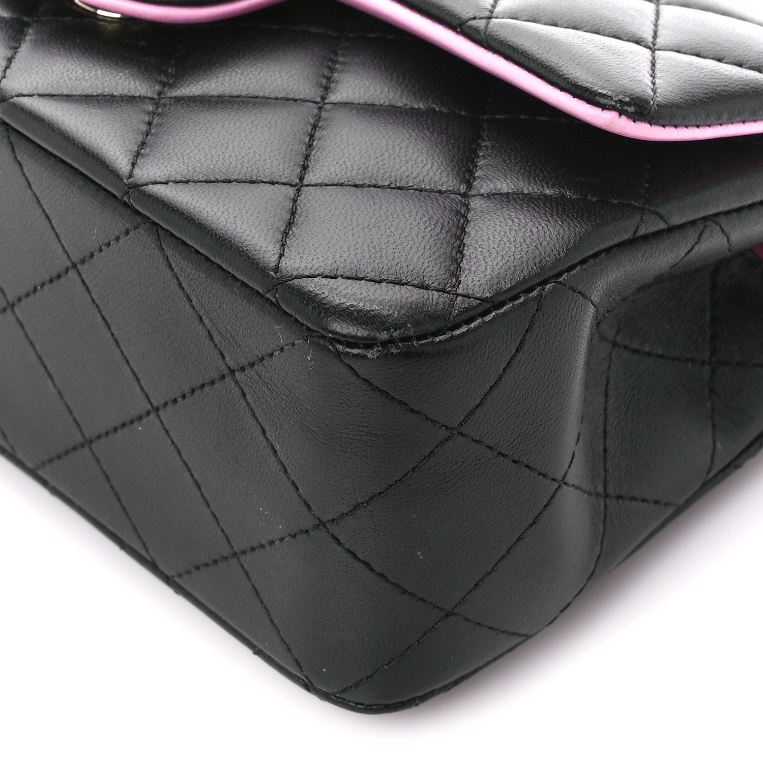 Chanel Lambskin Quilted Bi-Color Mini Top Handle Rectangular Flap Black Lilac 11 of 11