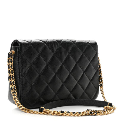 Chanel Shiny Caviar Quilted Large Chain Melody Flap Black 3 of 10