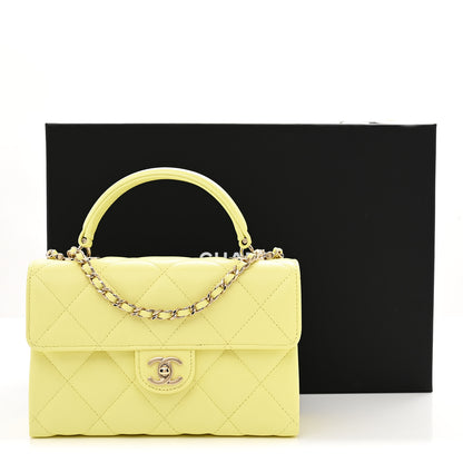 Chanel Caviar Quilted Retro Mini Twist Top Handle Clutch Flap Light Yellow 11 of 11