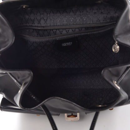 Gucci Patent Leather Nylon Bamboo Backpack Black 5 of 12