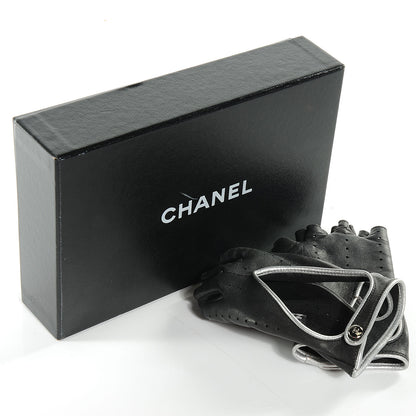 Chanel Lambskin Fingerless CC Gloves Black 7 3 of 5
