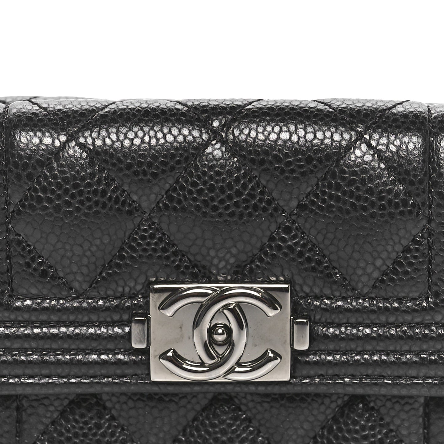 Caviar Quilted Small Boy Flap Wallet Black