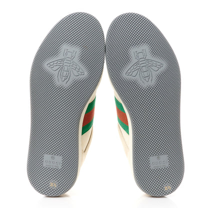 Gucci Nylon Nubuck Web Womens Screener Sneakers 35.5 Mystic White Dusty Milk 5 of 10