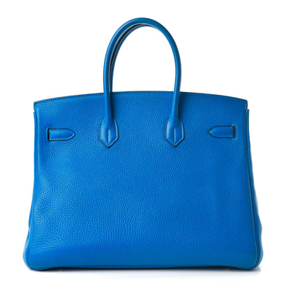 Hermes Taurillon Clemence Birkin 35 Bleu Hydra 3 of 32