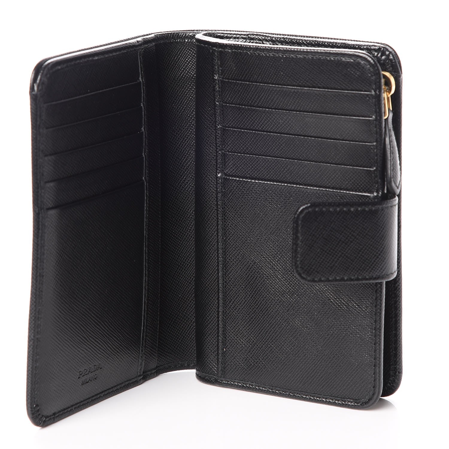 Prada Saffiano Compact Wallet Nero Black 6 of 9