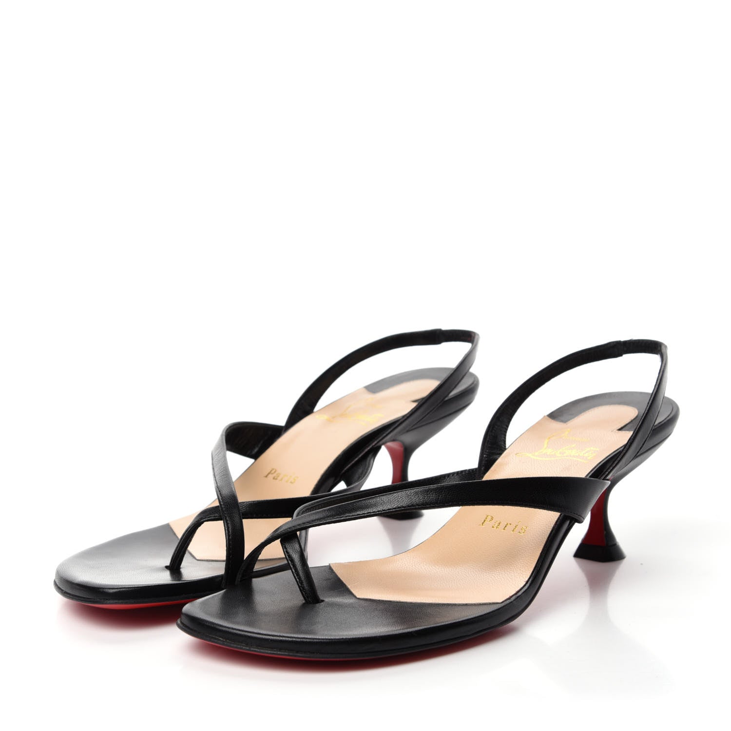 Christian Louboutin Kid Taralita 55 Thong Sandals 37.5 Black 3 of 9