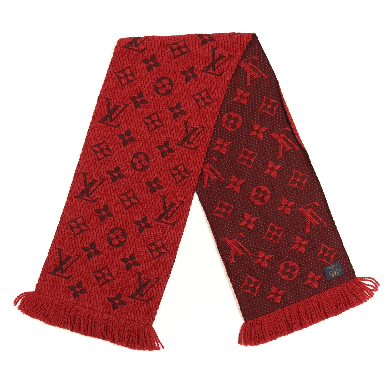 Louis Vuitton Wool Silk Logomania Scarf Rubis 2 of 3