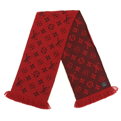 Louis Vuitton Wool Silk Logomania Scarf Rubis 2 of 3