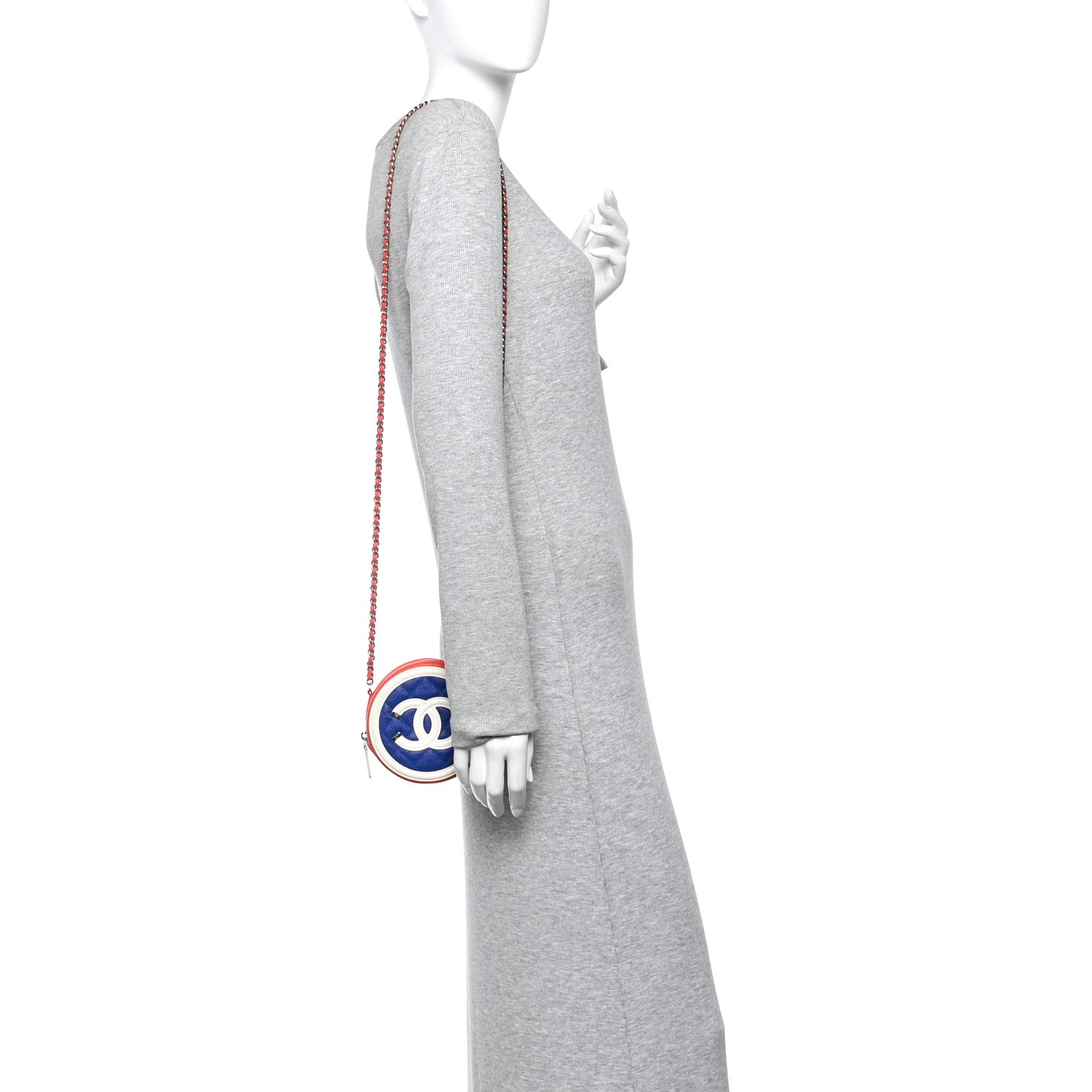 Chanel Caviar Quilted Round Filigree Crossbody Blue White Red 2 of 12