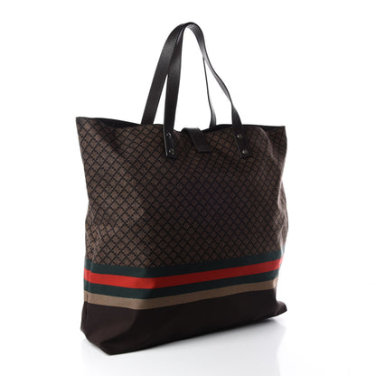 Gucci Nylon Diamante Web Buckle Tote Brown 3 of 9