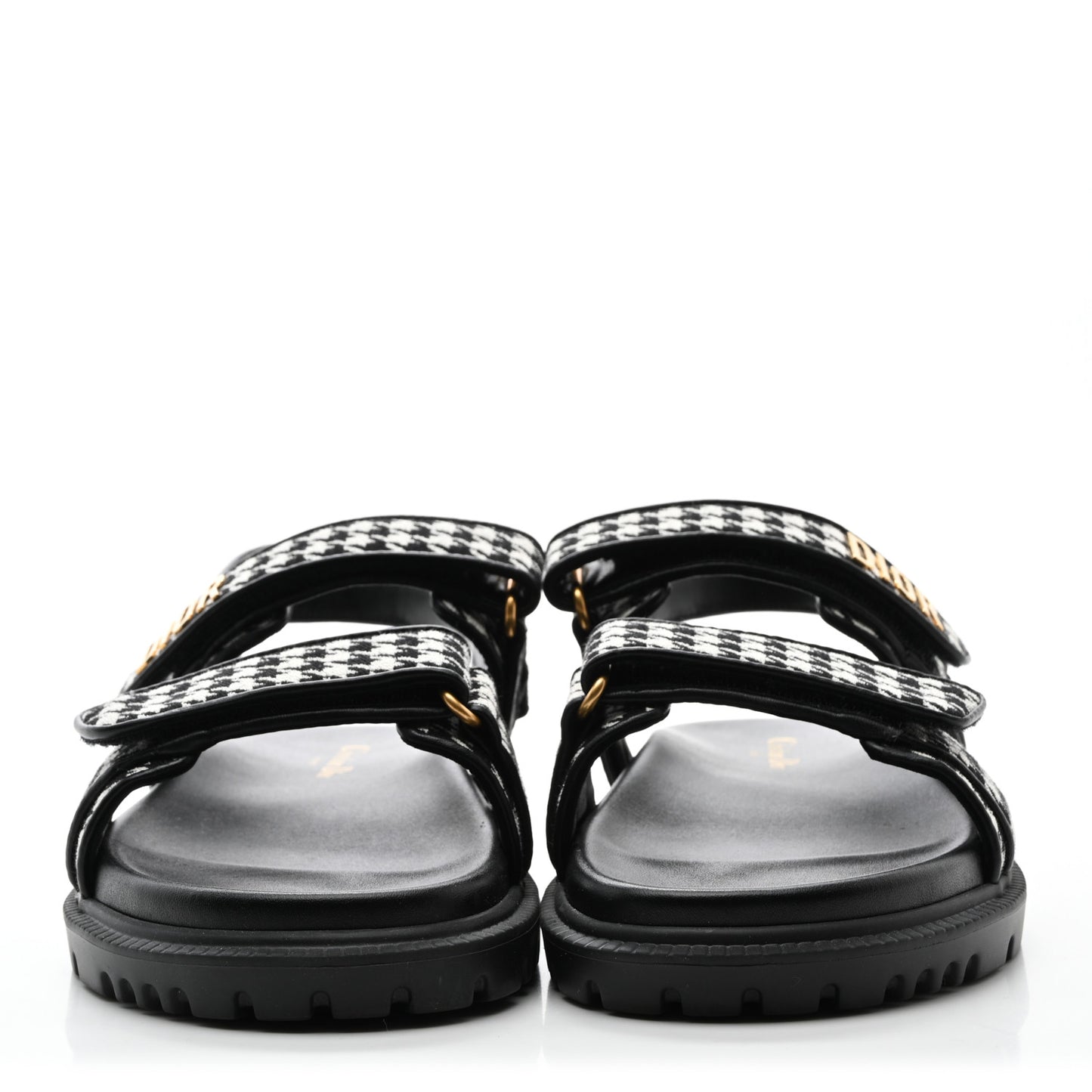 Houndstooth Fabric Dioract Sandals Black White