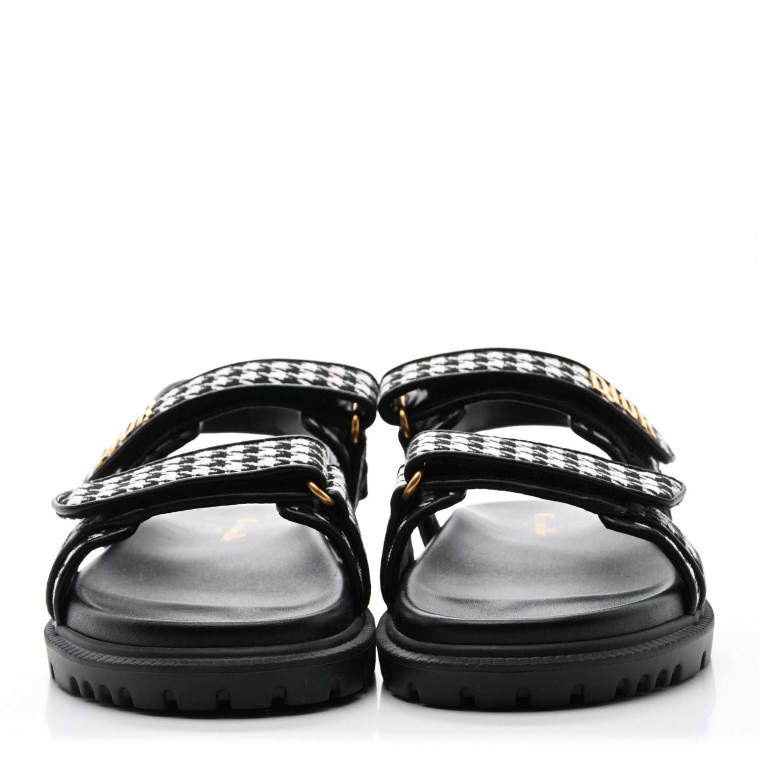Christian Dior Houndstooth Fabric Dioract Sandals Black White 2 of 8