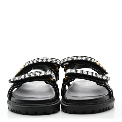 Christian Dior Houndstooth Fabric Dioract Sandals Black White 2 of 8