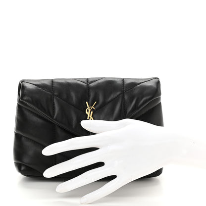 Saint Laurent Lambskin Monogram Loulou Puffer Pouch Clutch Black 3 of 9