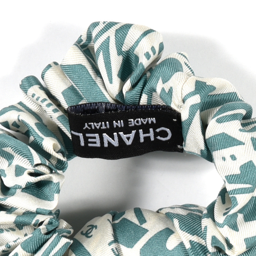 Chanel Silk CC Twilly Hair Tie Green Ecru 3 of 3