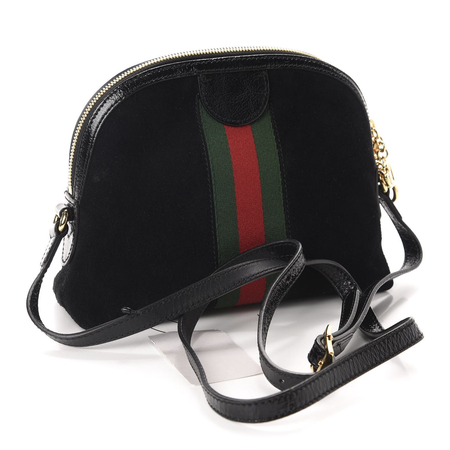 Suede Patent Web GG Small Ophidia Dome Shoulder Bag Black