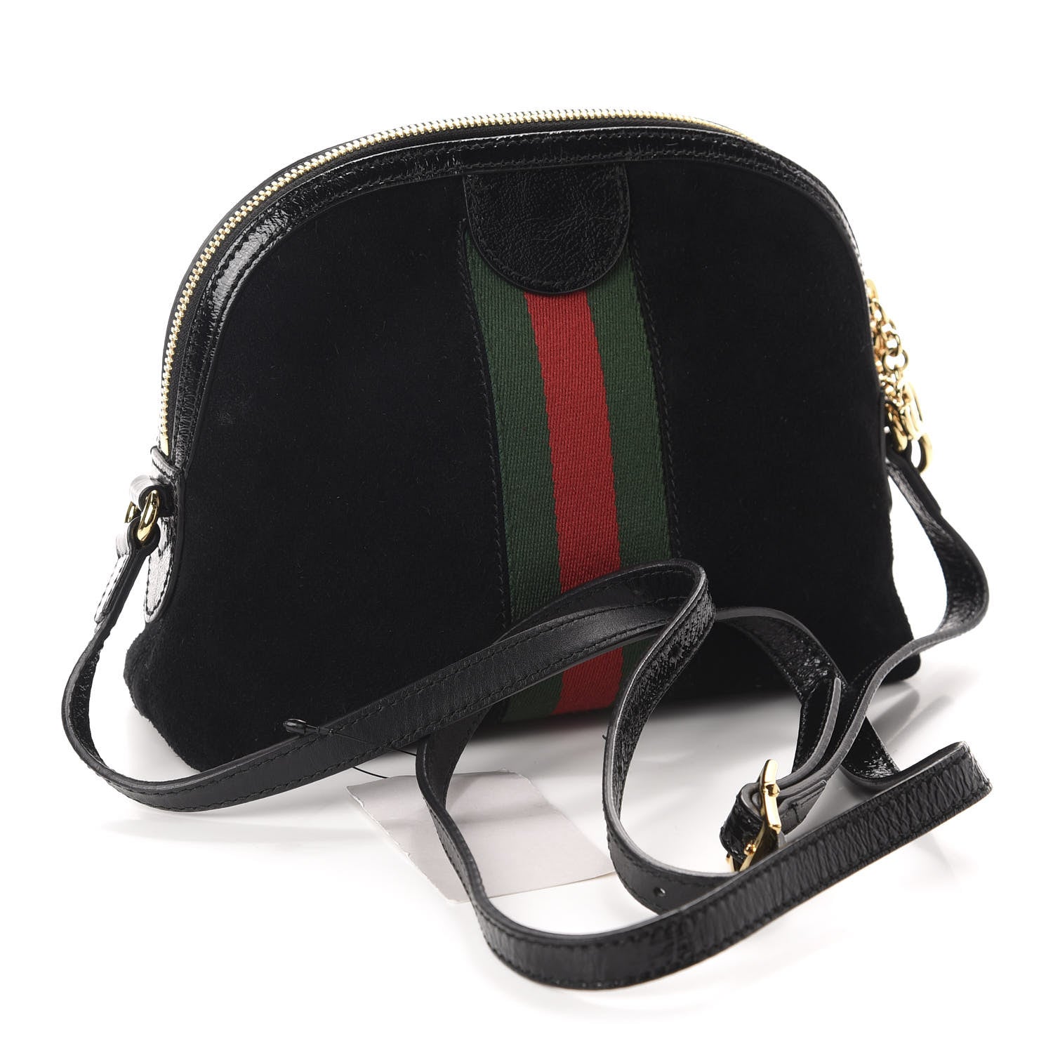 Gucci Suede Patent Web GG Small Ophidia Dome Shoulder Bag Black 3 of 10