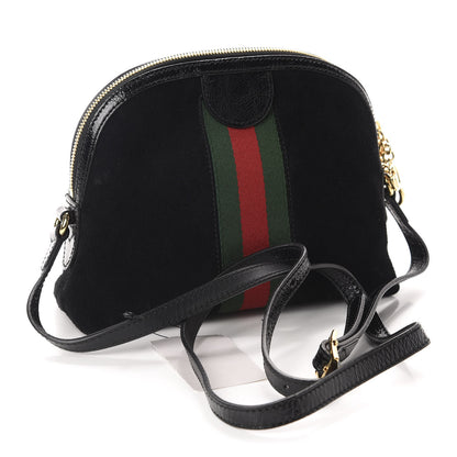 Gucci Suede Patent Web GG Small Ophidia Dome Shoulder Bag Black 3 of 10