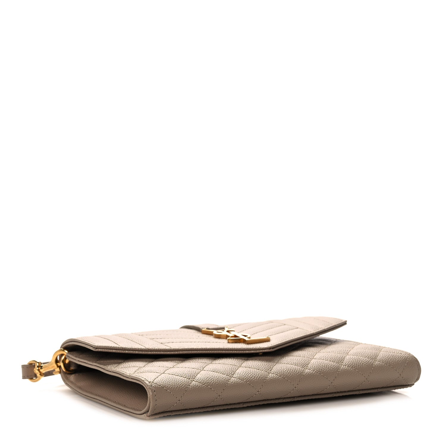 Saint Laurent Grain De Poudre Textured Mixed Matelasse Triquilt Monogram Clutch Dark Beige 4 of 10