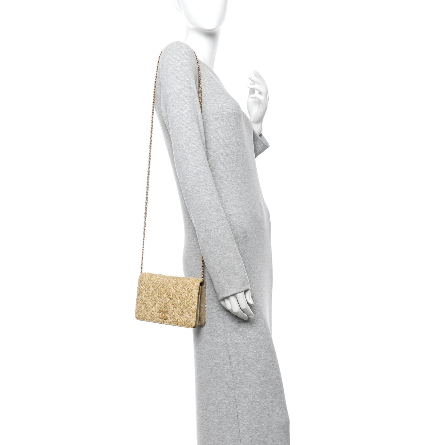 Woven Straw Braided Ancient Greek Wallet On Chain WOC Beige