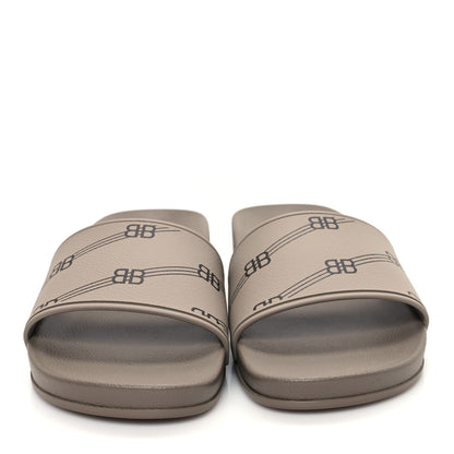 Balenciaga Rubber Allover Logo Womens Pool Wedge Slide Sandals 35 Dark Mink 3 of 8