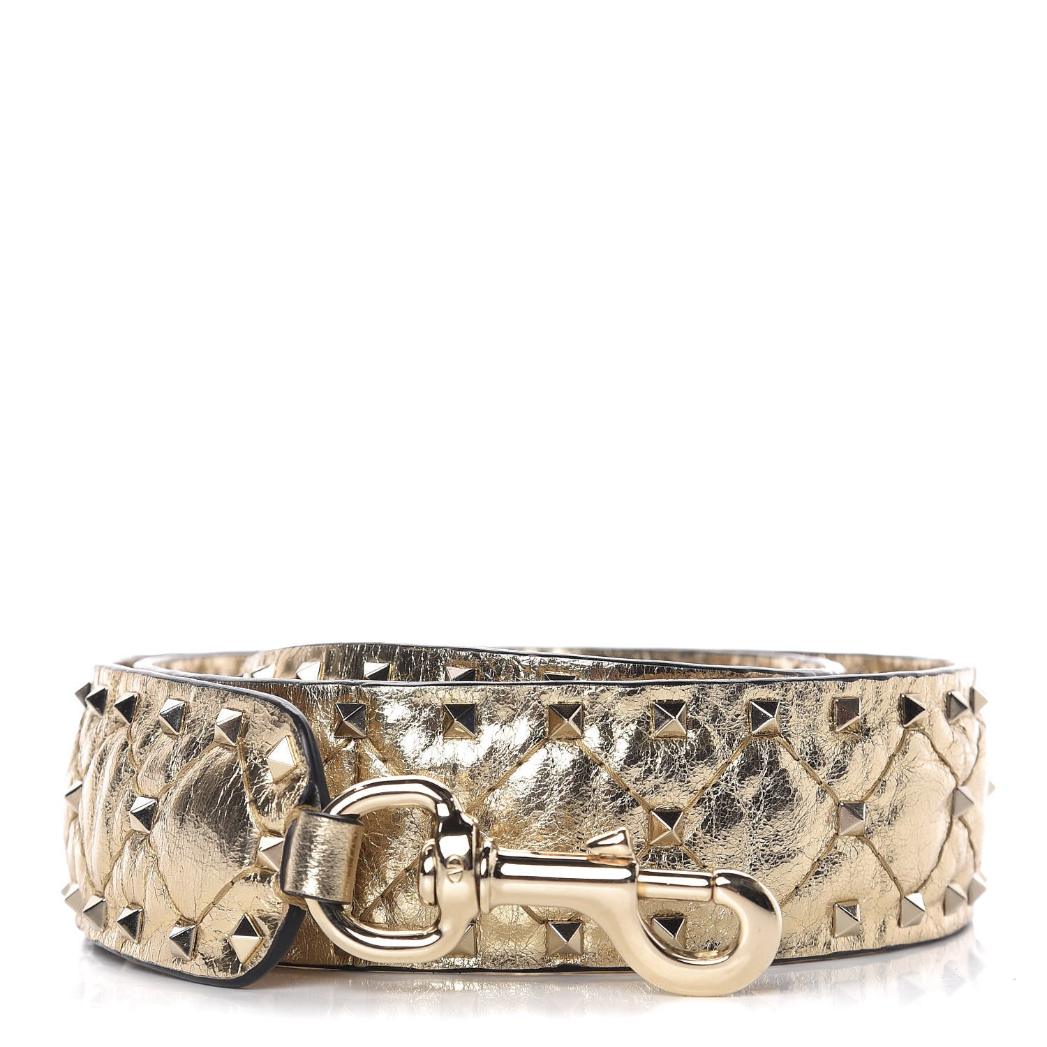 Valentino Garavani Metallic Wrinkled Lambskin Rockstud Spike Shoulder Strap Mekong 1 of 6