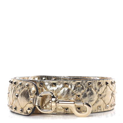 Valentino Garavani Metallic Wrinkled Lambskin Rockstud Spike Shoulder Strap Mekong 1 of 6