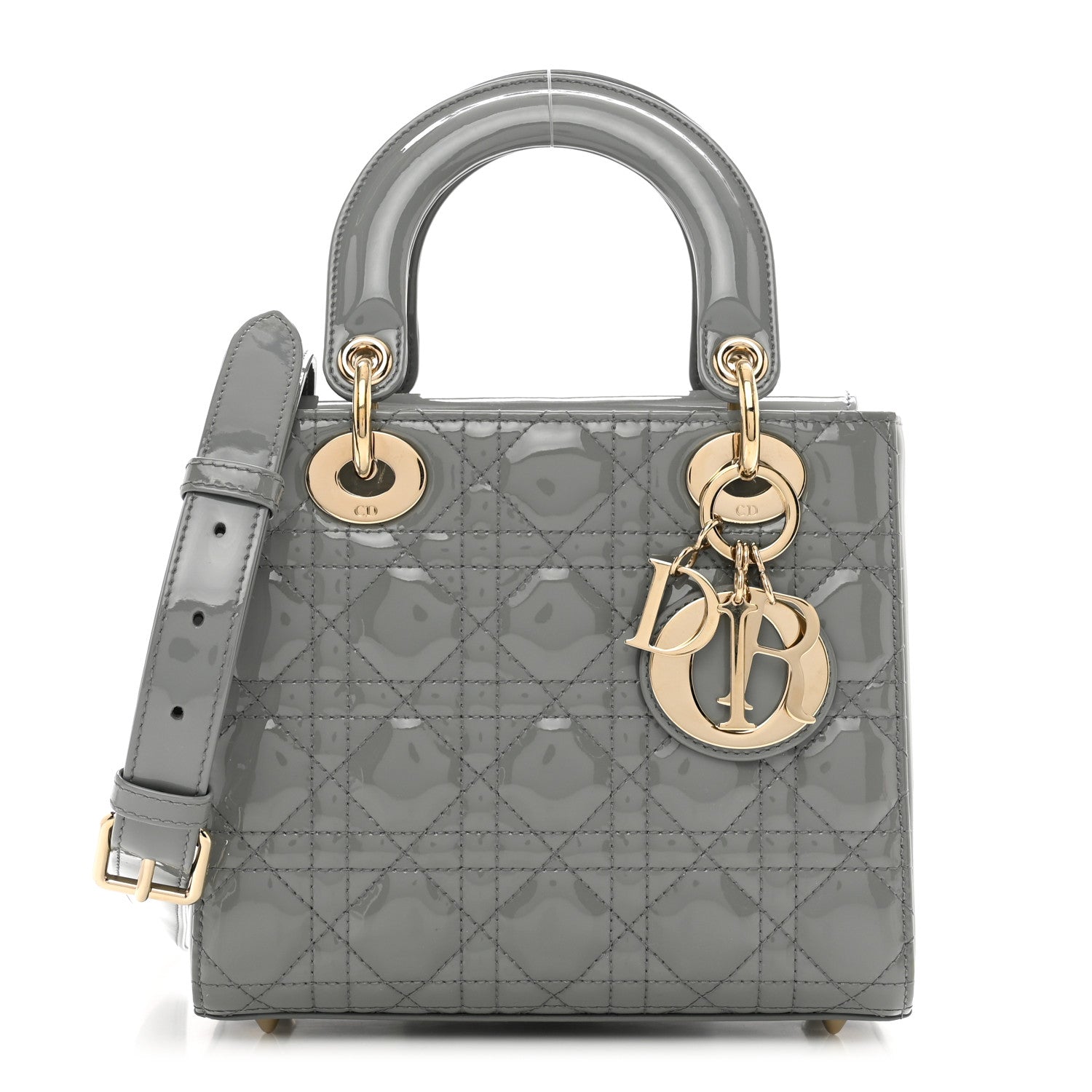 Christian Dior Patent Cannage Small Lady Dior Grey 1 of 9