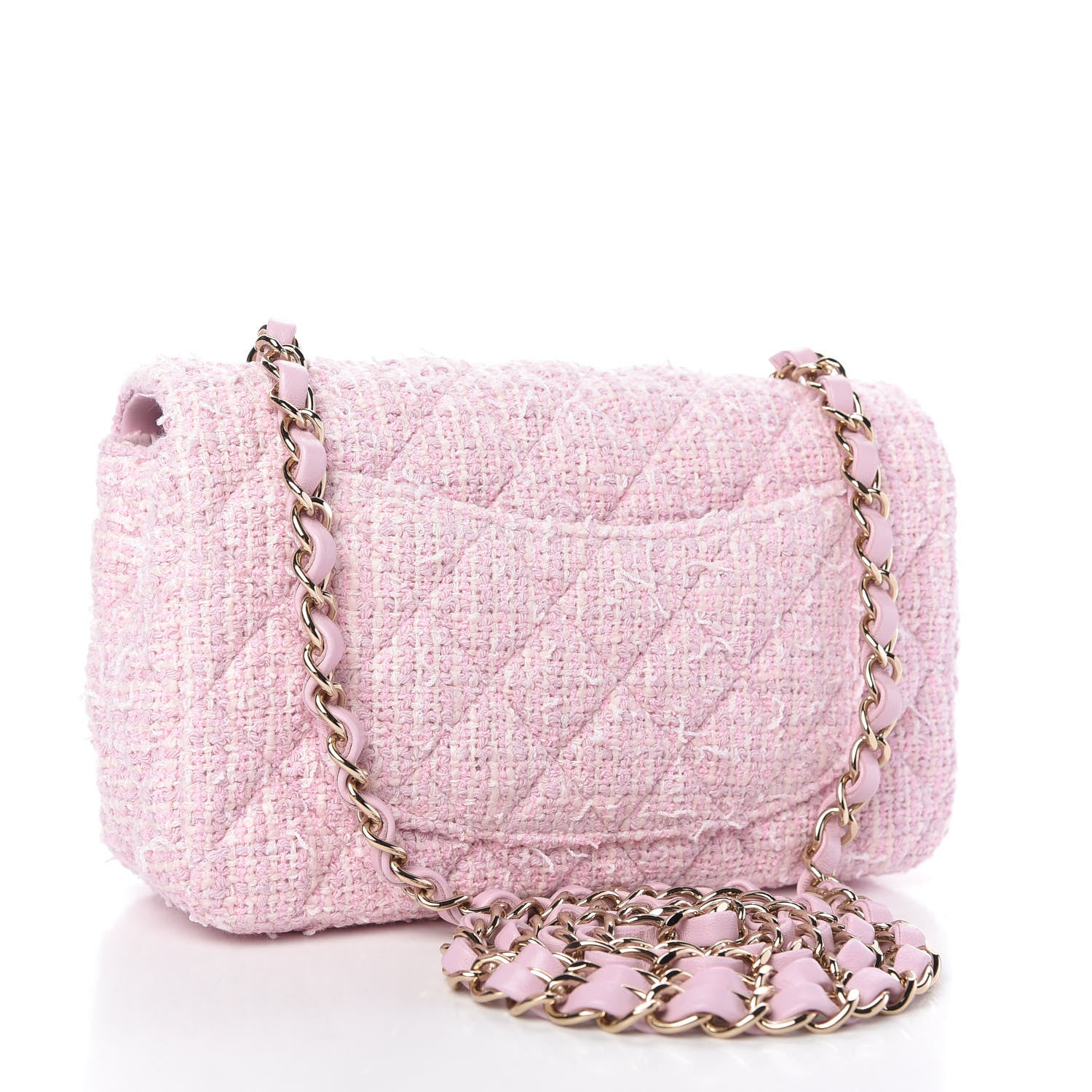 Chanel Tweed Quilted Mini Rectangular Flap Pink 3 of 11