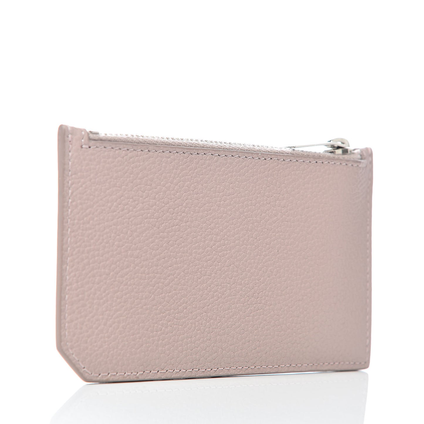 Grained Calfskin 5 Fragments Zip Pouch Card Holder Pale Pink
