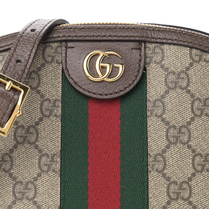 Gucci GG Supreme Monogram Textured Dollar Calfskin Web Small Ophidia Dome Shoulder Bag Beige Ebony New Acero 8 of 11