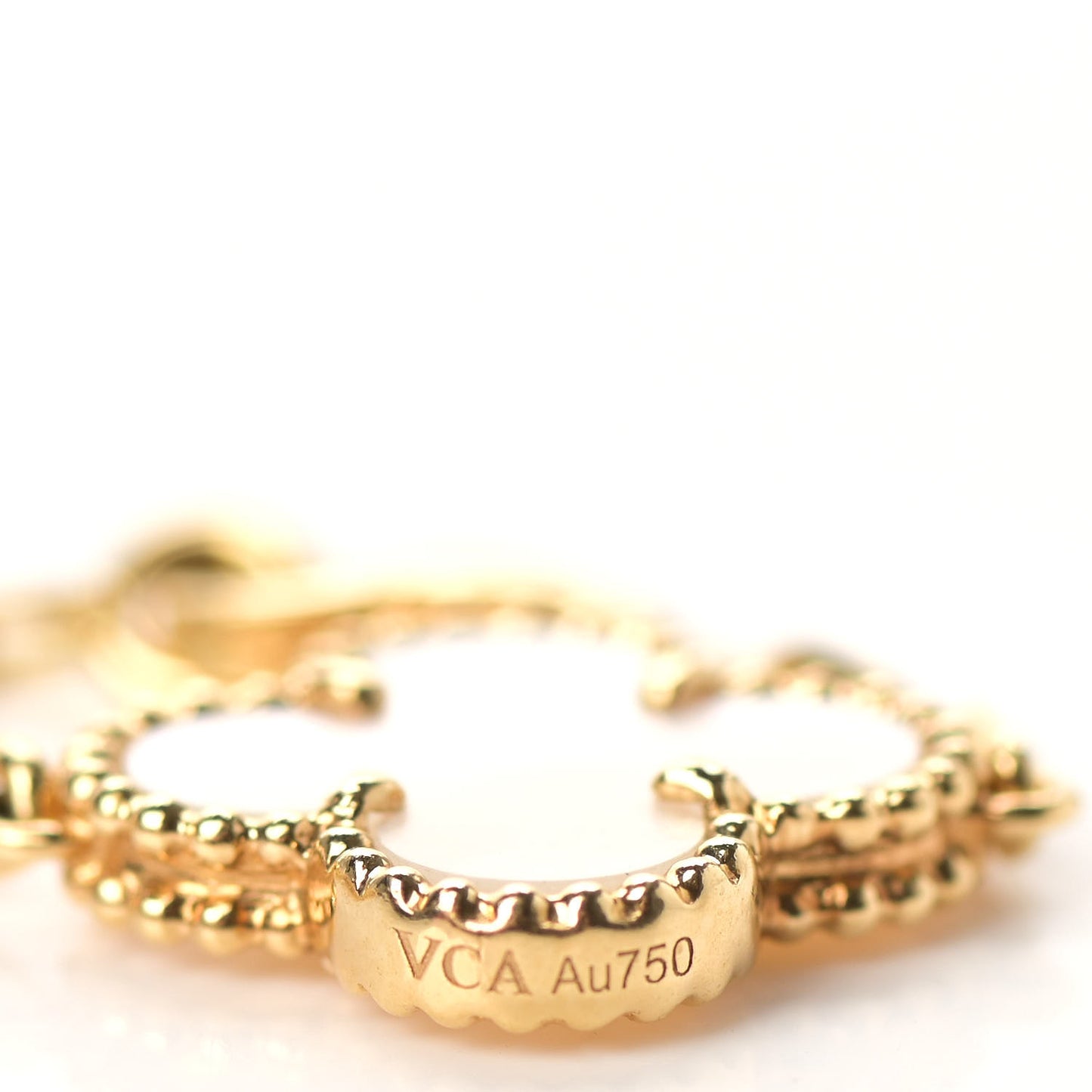 18K Yellow Gold Mother of Pearl 10 Motifs Vintage Alhambra Necklace